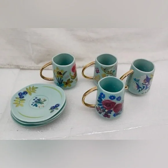 Rare NEW 70th Anniversary Mary Blair Disney’s Alice in Wonderland Tea Set of 4